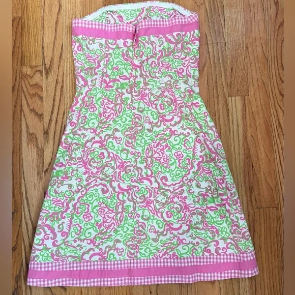Lilly Pulitzer Sienna Strapless A-line Dress Size 4 Pink Floral Corset Party - Picture 7 of 7